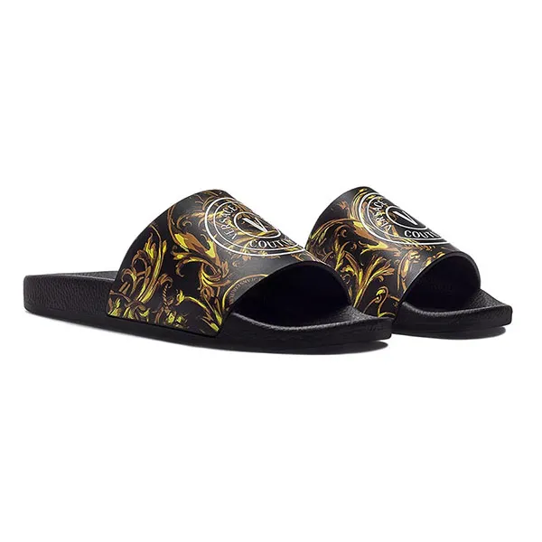 Dép Versace Jeans Couture Slippers 72VA3SQ5 Màu Đen Vàng Size 39