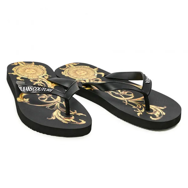 Dép Xỏ Ngón Nam Versace Jeans Couture 72YA3SQ7 Màu Đen Vàng Size 41 - Dép - Vua Hàng Hiệu