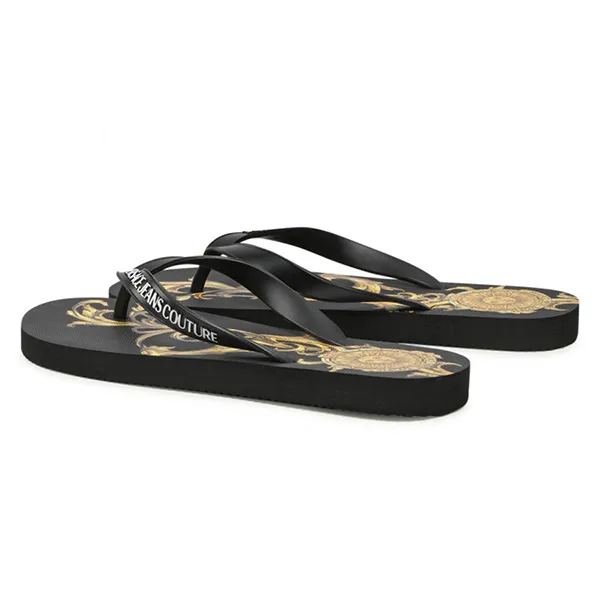 Dép Xỏ Ngón Nam Versace Jeans Couture 72YA3SQ7 Màu Đen Vàng Size 41 - Dép - Vua Hàng Hiệu