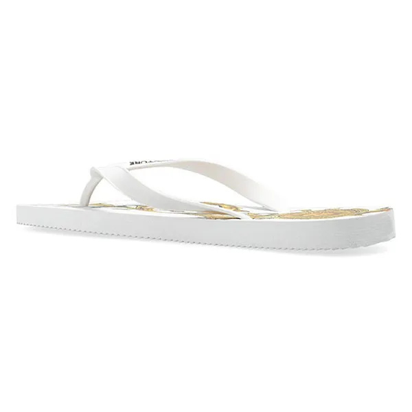 Dép Xỏ Ngón Nam Versace Jeans Couture Patterned Slides Spring Summer 72VA3SQ7 Màu Trắng Vàng Size 39