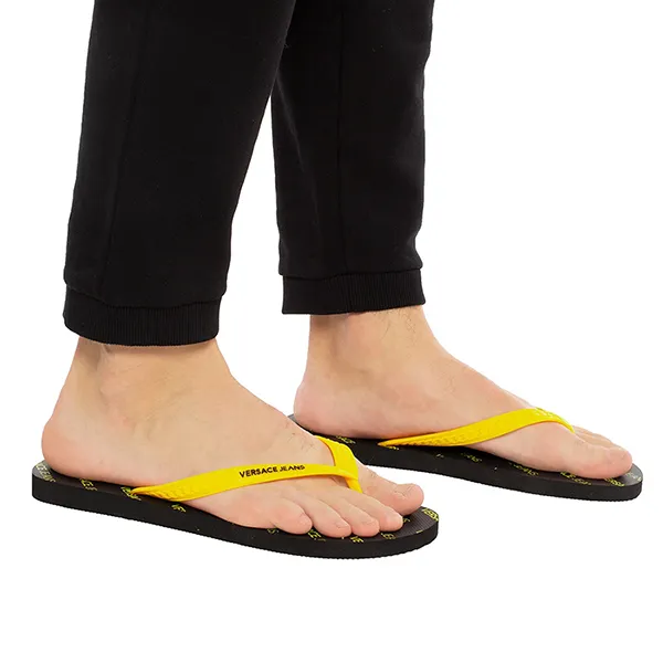 Dép Xỏ Ngón Nam Versace Jeans Couture Yellow Branded Flip-Flops E0GTBSQ1 Màu Đen Vàng Size 41 - Dép - Vua Hàng Hiệu