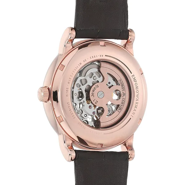 Đồng Hồ Nam Emporio Armani Men's Automatic Dress Brown Leather Watch AR1983 Màu Nâu