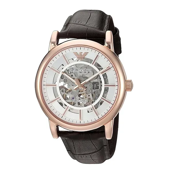 Đồng Hồ Nam Emporio Armani Men's Automatic Dress Brown Leather Watch AR1983 Màu Nâu