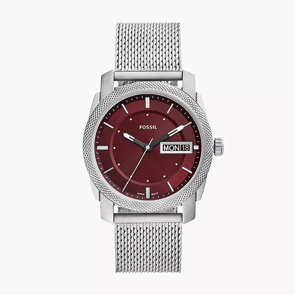 Đồng Hồ Nam Fossil Machine Dây Thép Lưới FS6014 Two Tone Màu Đỏ Bạc - Đồng hồ - Vua Hàng Hiệu
