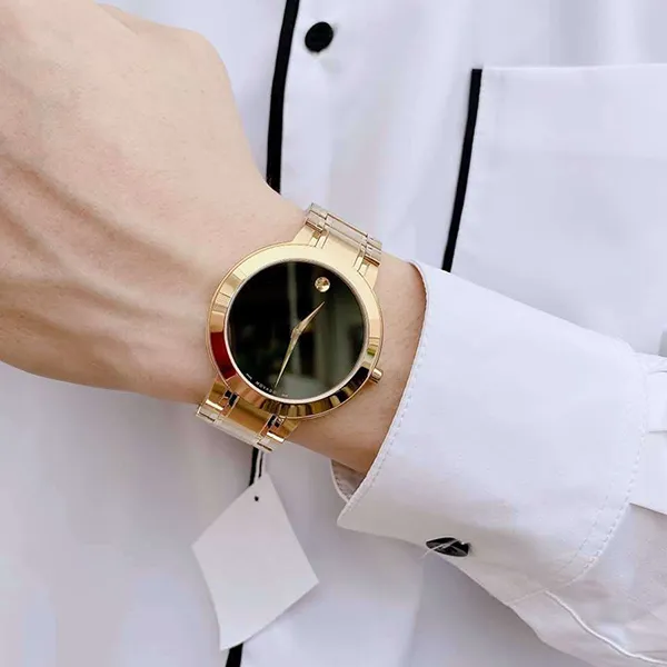 Đồng Hồ Nam Movado Stiri Quartz Black Dial Men's Watch 0607279 Màu Vàng Gold