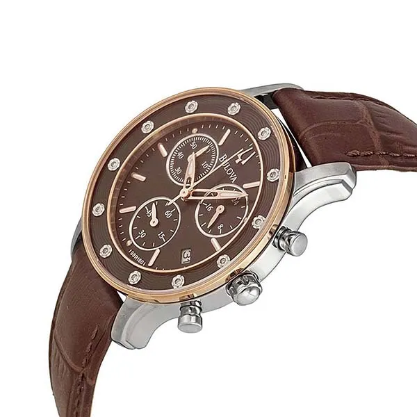 Đồng Hồ Nữ Bulova Diamonds Stainless Steel Chronograph Watch 98R160 Màu Nâu - Đồng hồ - Vua Hàng Hiệu