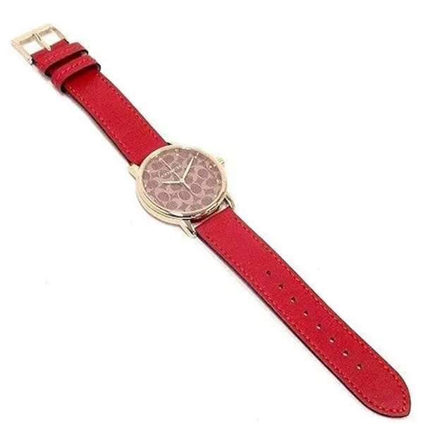 Đồng Hồ Nữ Coach Leather Strap Women's Watch 14503408 Màu Đỏ Hồng