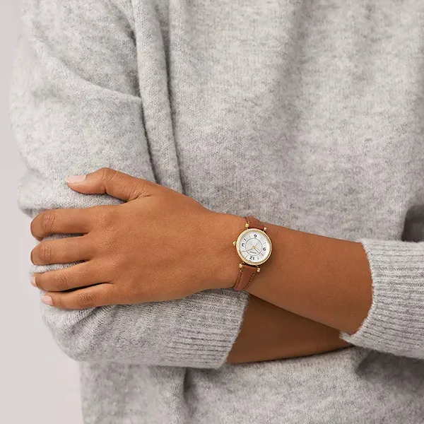 Đồng Hồ Nữ Fossil Carlie Dây Da ES5297 Màu Nâu