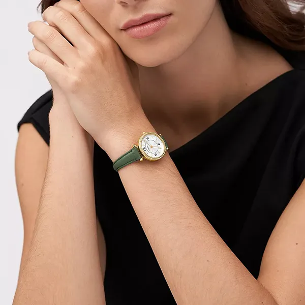 Đồng Hồ Nữ Fossil Carlie ES5298 Dây Da Màu Xanh