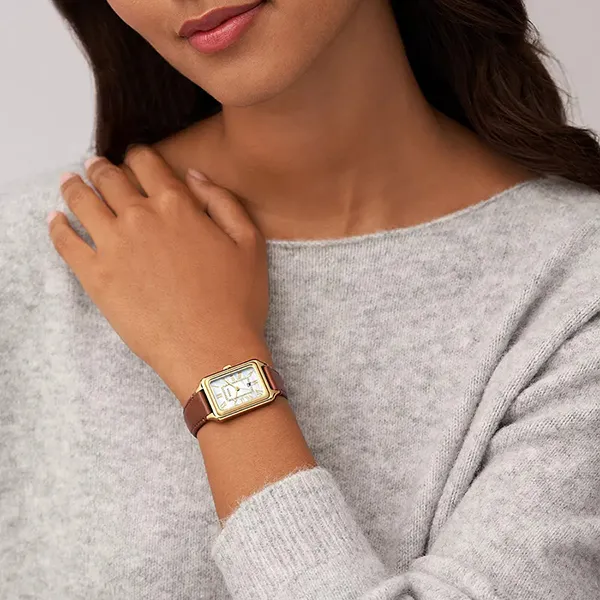 Đồng Hồ Nữ Fossil Raquel Dây Da ES5307 Màu Nâu Vàng