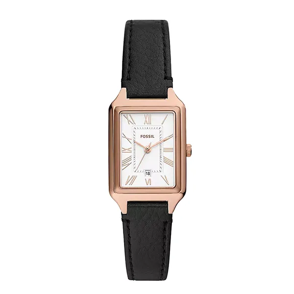 Đồng Hồ Nữ Fossil Raquel Dây Da ES5310 Màu Đen/Vàng Hồng