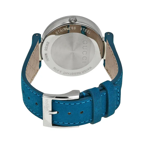Đồng Hồ Nữ Gucci G Interlocking Blue Leather Watch YA133315 Màu Xanh Lam