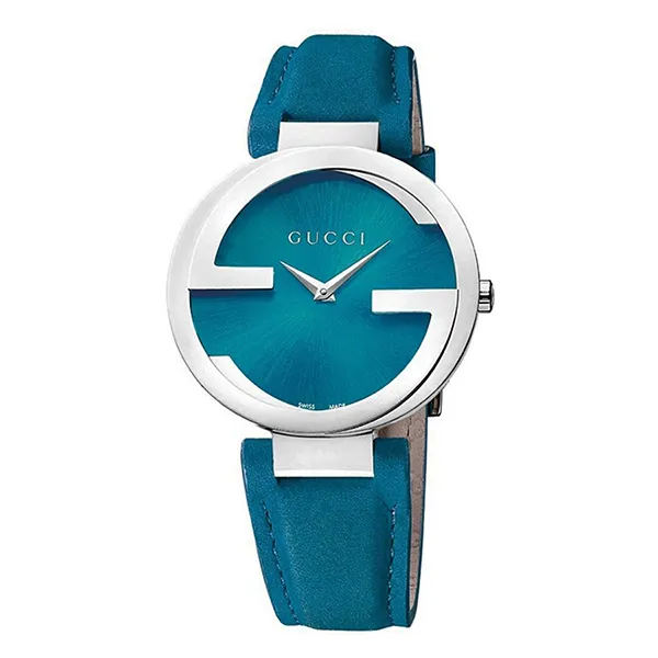 Đồng Hồ Nữ Gucci G Interlocking Blue Leather Watch YA133315 Màu Xanh Lam