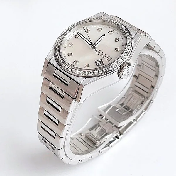 Đồng Hồ Nữ Gucci Pantheon Mother Of Pearl Dial Diamond Watch YA115404 Màu Bạc - Đồng hồ - Vua Hàng Hiệu