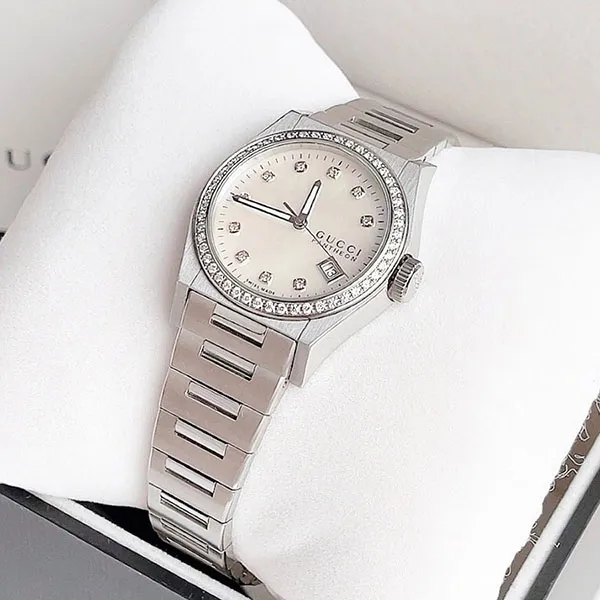 Đồng Hồ Nữ Gucci Pantheon Mother Of Pearl Dial Diamond Watch YA115404 Màu Bạc - Đồng hồ - Vua Hàng Hiệu