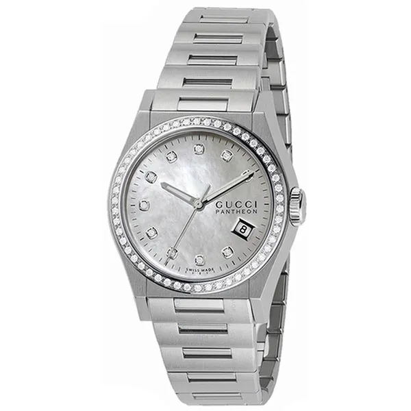 Đồng Hồ Nữ Gucci Pantheon Mother Of Pearl Dial Diamond Watch YA115404 Màu Bạc - Đồng hồ - Vua Hàng Hiệu