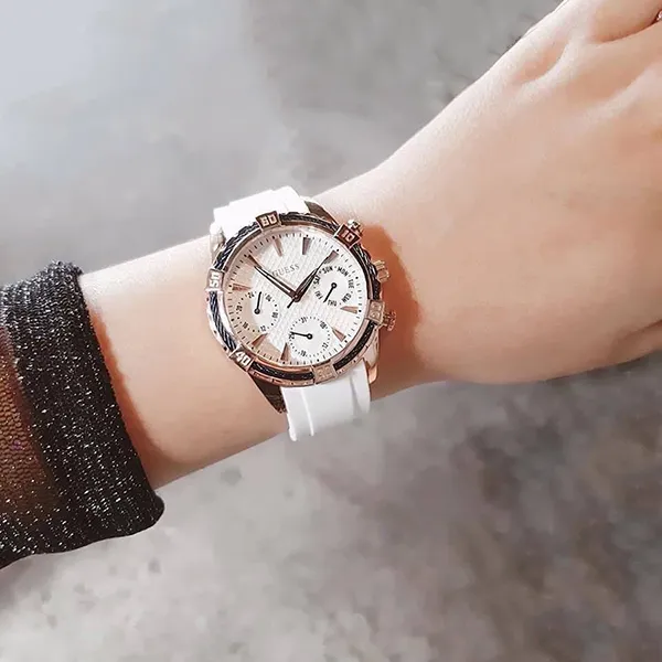 Đồng Hồ Nữ Guess White Dial Silicone Band Watch W0562L1 Màu Trắng - Đồng hồ - Vua Hàng Hiệu