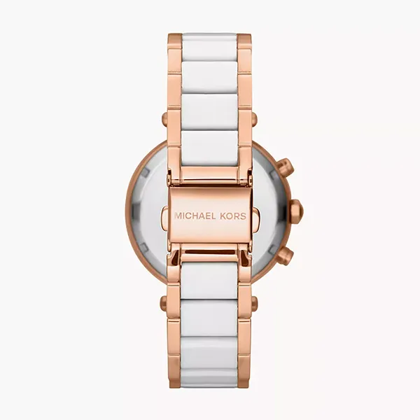 Đồng Hồ Nữ Michael Kors Parker Chronograph Watch MK5774 Màu Vàng Hồng/Trắng - Đồng hồ - Vua Hàng Hiệu