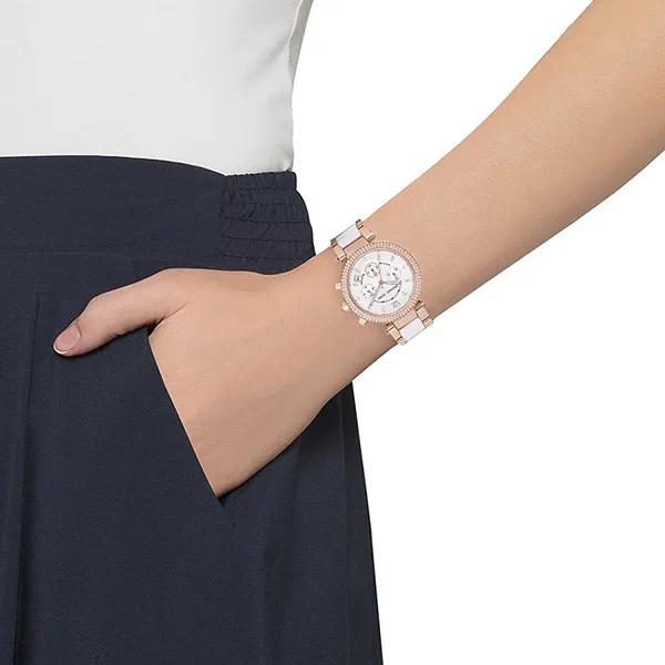 Đồng Hồ Nữ Michael Kors Parker Chronograph Watch MK5774 Màu Vàng Hồng/Trắng - Đồng hồ - Vua Hàng Hiệu