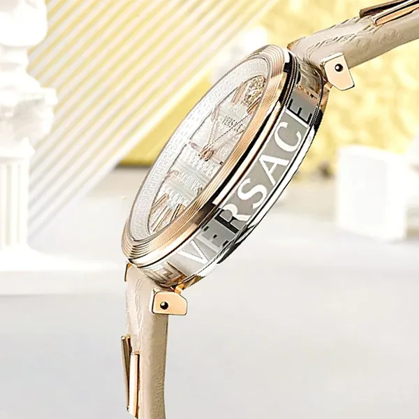 Đồng Hồ Nữ Versace V-Twist Light Rose Gold Watch VELS02019 Kim Cương Màu Trắng Be