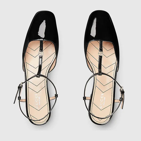 Giày Bệt Nữ Gucci Black Leather Double G Ballet Flat 754136BNC001000 Màu Đen