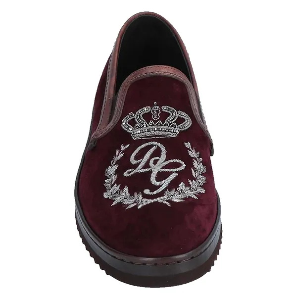 Giày Lười Nam Dolce & Gabbana D&G Crown Logo Loafer Mondello Bordeaux Màu Đỏ Nâu Size 42.5 - Giày - Vua Hàng Hiệu
