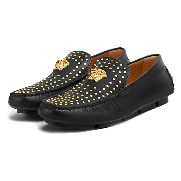 Giày Lười Loafer Nam Versace La Medusa Suede Driver 1003701 Màu Đen Size 42