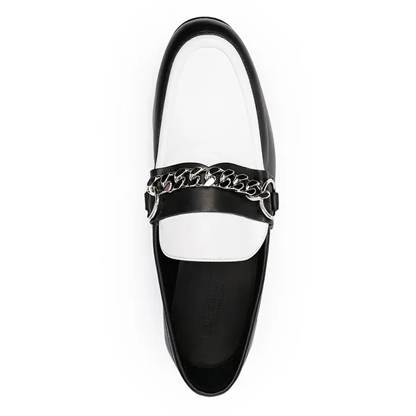 Giày Lười Nam Burberry Mocassins À Détail De Chaine 8008267 Màu Đen Trắng Size 40.5