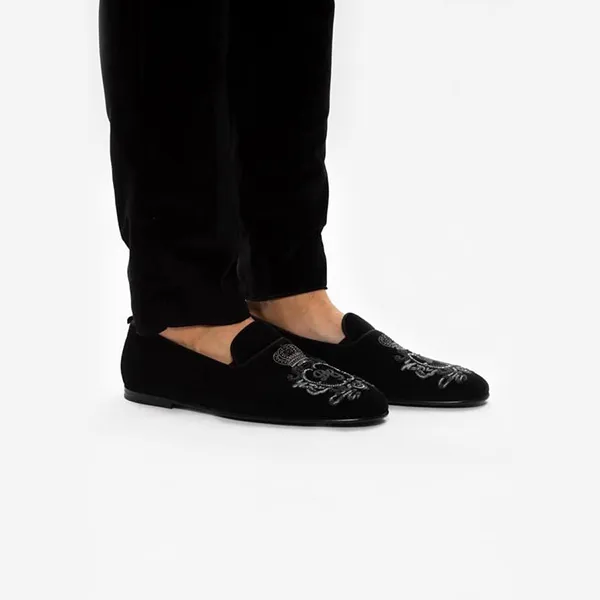 Giày Lười Nam Dolce & Gabbana D&G Loafer Embroidery A50422 Màu Đen Size 40 - Giày - Vua Hàng Hiệu