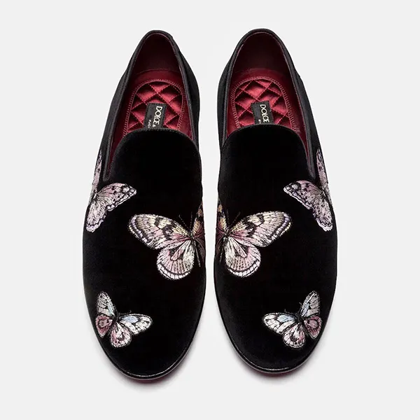 Giày Lười Nam Dolce & Gabbana D&G Loafer with Butterfly Embroidery Màu Đen Size 40 - Giày - Vua Hàng Hiệu