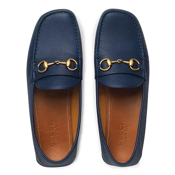 Giày Lười Nam Gucci Blue Leather Driver With Horsebit Màu Xanh Size 42 - Giày - Vua Hàng Hiệu