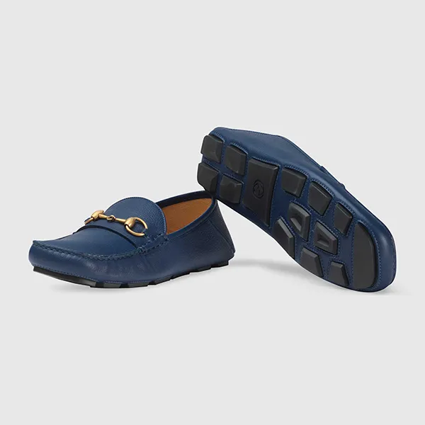 Giày Lười Nam Gucci Blue Leather Driver With Horsebit Màu Xanh Size 42 - Giày - Vua Hàng Hiệu