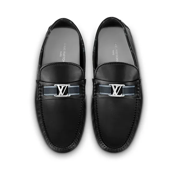Giày Lười Nam Louis Vuitton LV Hockenheim Moccasins ‘Black’ Màu Đen Size 41