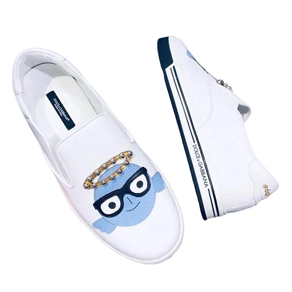 Giày Slip On Dolce & Gabbana D&G Họa Tiết Màu Trắng Size 40