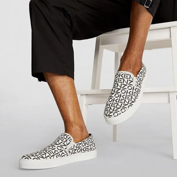 Giày Slip-On Nam Kenzo K-Skate Monogram 5SN187 F72 94 Trắng Họa Tiết Size 41