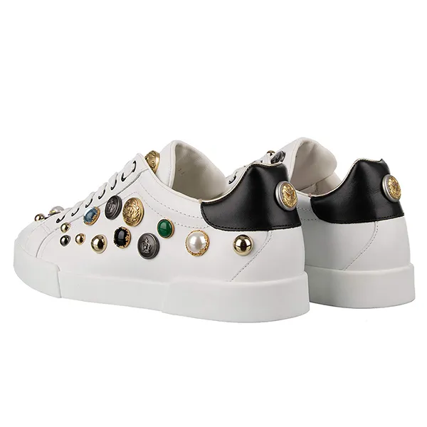 Giày Sneaker Dolce & Gabbana D&G Portofino Light Mit Nieten Màu Trắng Size 39 - 4