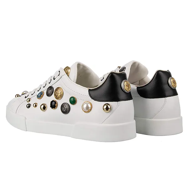 Giày Sneaker Dolce & Gabbana D&G Portofino Light Mit Nieten Màu Trắng Size 39