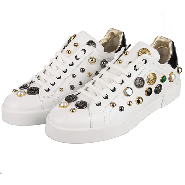 Giày Sneaker Dolce & Gabbana D&G Portofino Light Mit Nieten Màu Trắng Size 39 - 3
