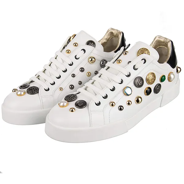 Giày Sneaker Dolce & Gabbana D&G Portofino Light Mit Nieten Màu Trắng Size 39