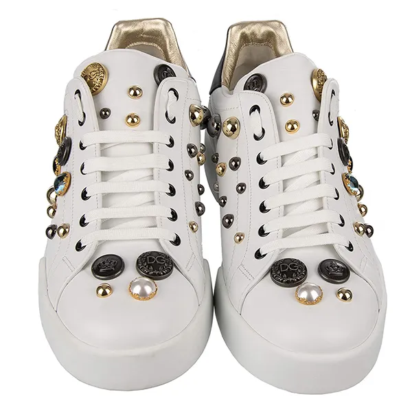 Giày Sneaker Dolce & Gabbana D&G Portofino Light Mit Nieten Màu Trắng Size 39 - 1