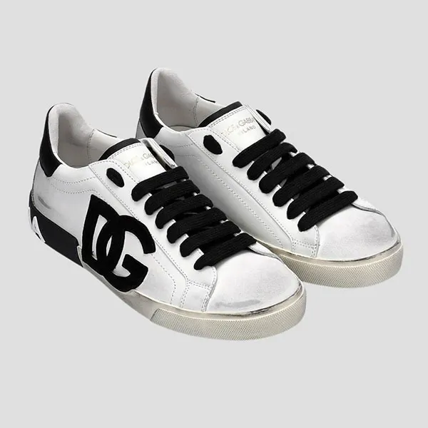 Giày Sneaker Nam Dolce & Gabbana D&G Portofino Vintage CS2203 AO277 89697 Màu Đen Trắng Size 40 - 1