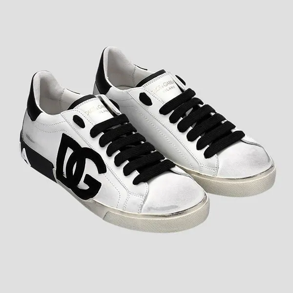 Giày Sneaker Nam Dolce & Gabbana D&G CS2203 AO277 89697 Portofino Vintage Màu Đen Trắng Size 40 - Giày - Vua Hàng Hiệu