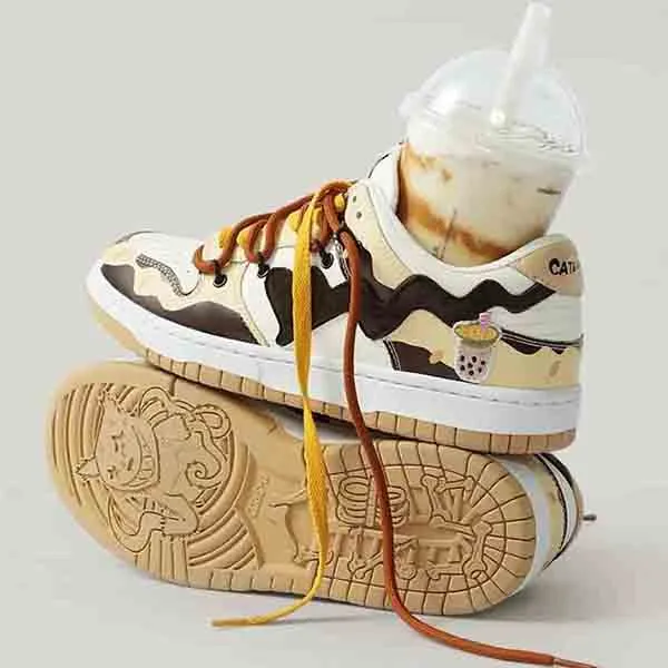 Giày Sneaker Unisex Cat & Sofa Dunk Dark Milk Tea AC255 Màu Be Đen - Giày - Vua Hàng Hiệu