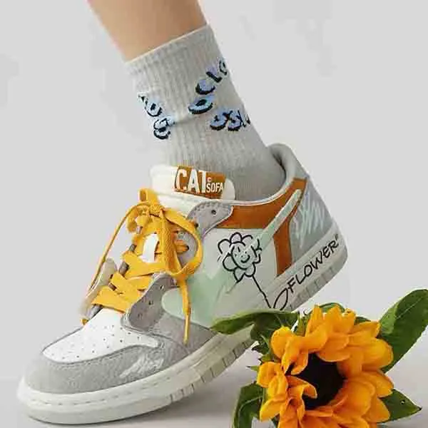 Giày Sneaker Unisex Cat & Sofa Dunk Flower Grey AC254 Màu Xám Trắng Size 42 - Giày - Vua Hàng Hiệu