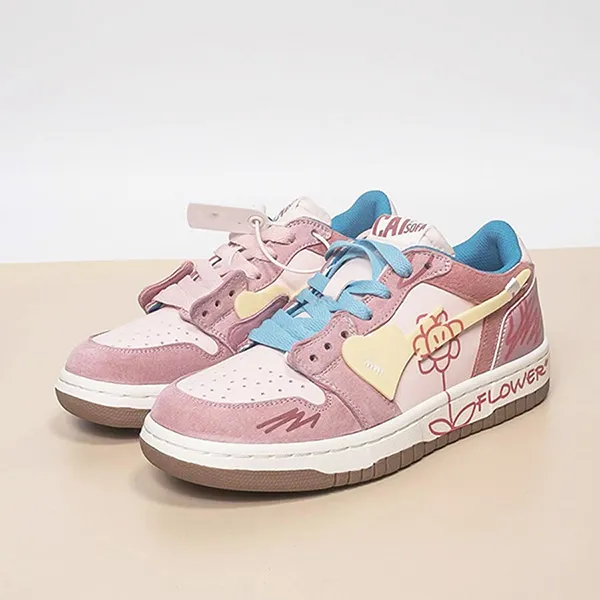 Giày Sneaker Unisex Cat & Sofa Dunk Flower Pink AC254 Màu Hồng Hoa Size 38