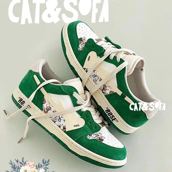 Giày Sneaker Unisex Cat & Sofa Dunk Rose Green AC227 Màu Xanh Lá - Giày - Vua Hàng Hiệu