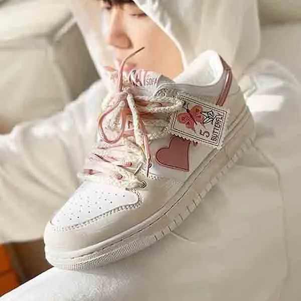 Giày Sneaker Unisex Cat & Sofa Pink Love Butterfly AC278 Màu Be Trắng - Giày - Vua Hàng Hiệu