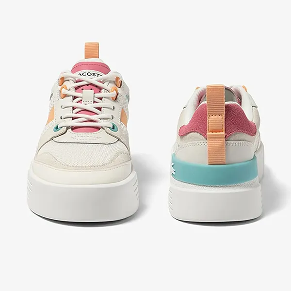 Giày Thể Thao Nữ Lacoste Women’s L002 Trainers In White & Blue White Màu Trắng Xanh Size 36