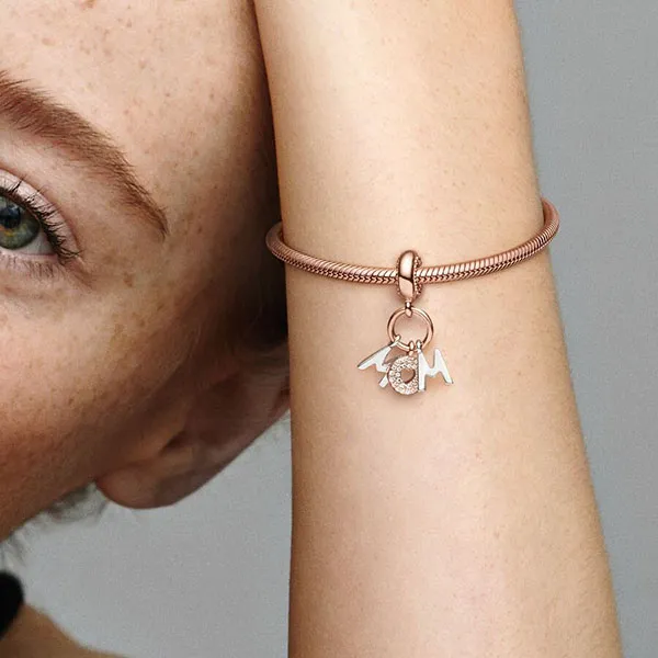Hạt Vòng Charm Nữ Pandora Mom Letters Dangle 788828C01 Màu Vàng Phối Bạc - Trang sức - Vua Hàng Hiệu