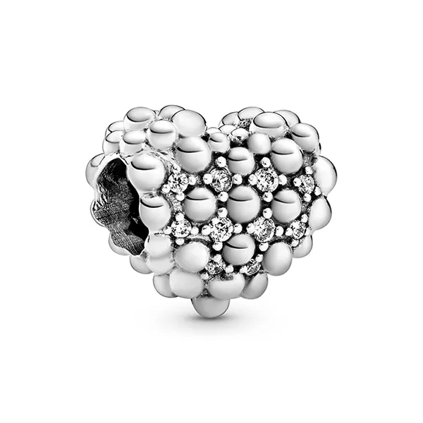 Hạt Vòng Charm Pandora Beaded Sparkling Heart Charm 798681C01 Màu Bạc - Trang sức - Vua Hàng Hiệu